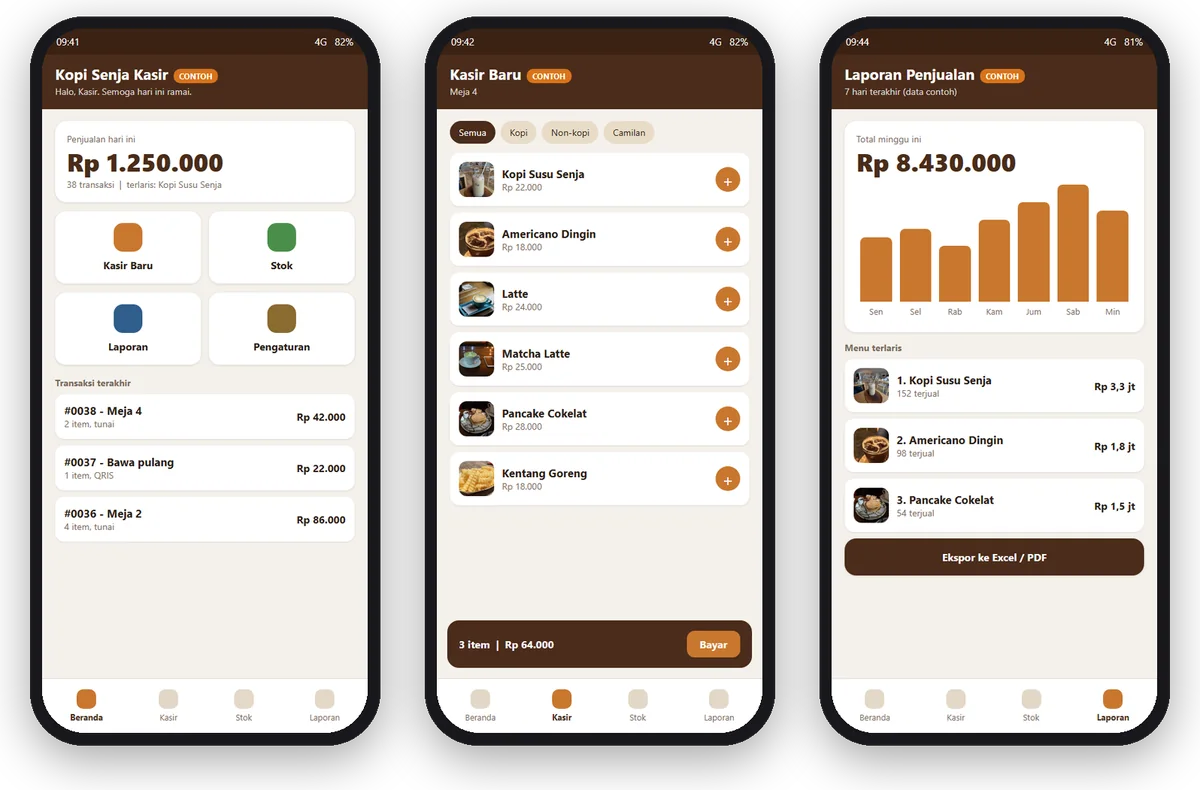 Contoh tampilan aplikasi Android